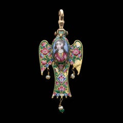 Qajar Enameled Gold Pendant, Iran, 19th Century