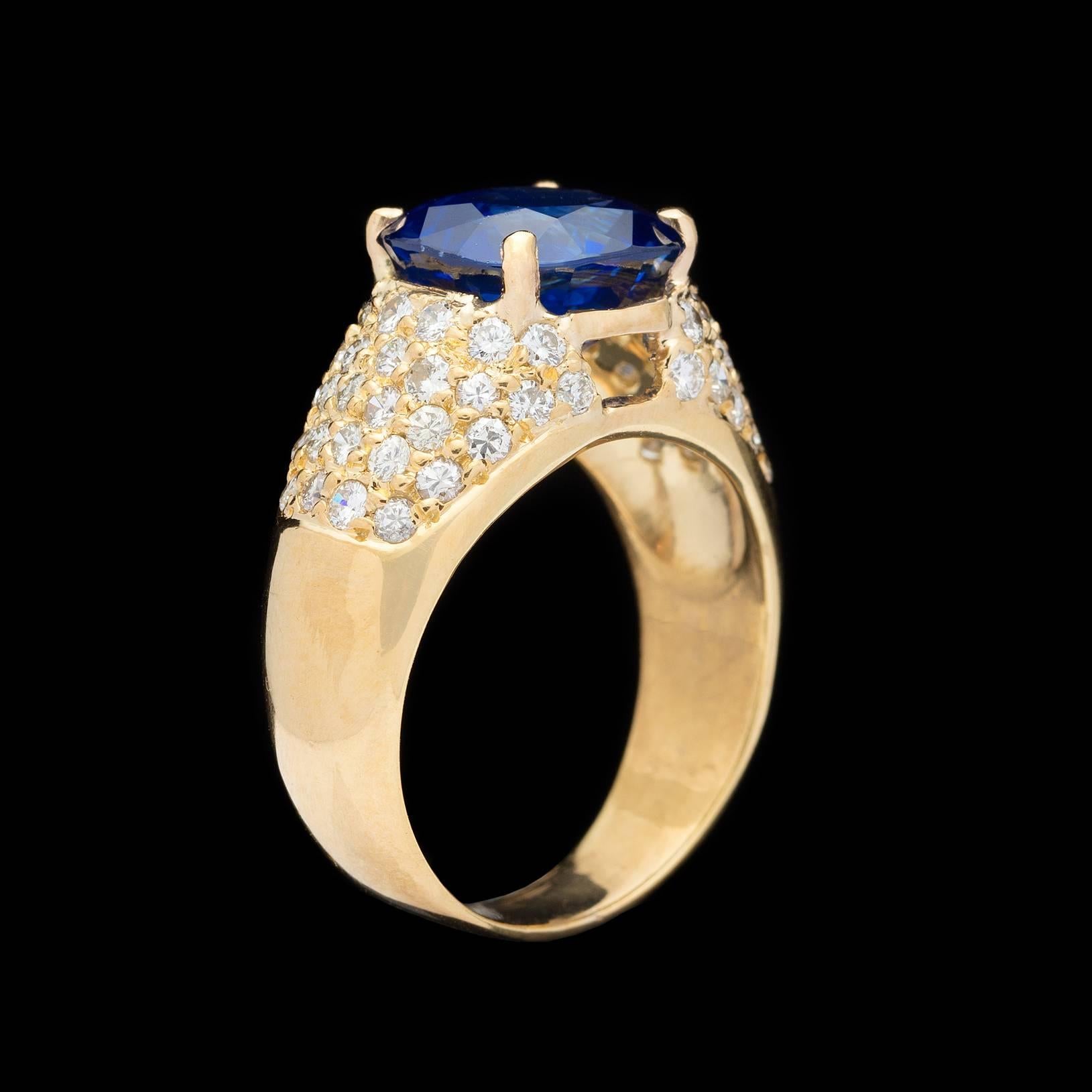 Oval Cut Exceptional 5.80 Carat Sapphire and Diamond Ring