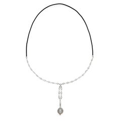 Art Deco Diamond, Pearl and Platinum Pendant Watch Necklace