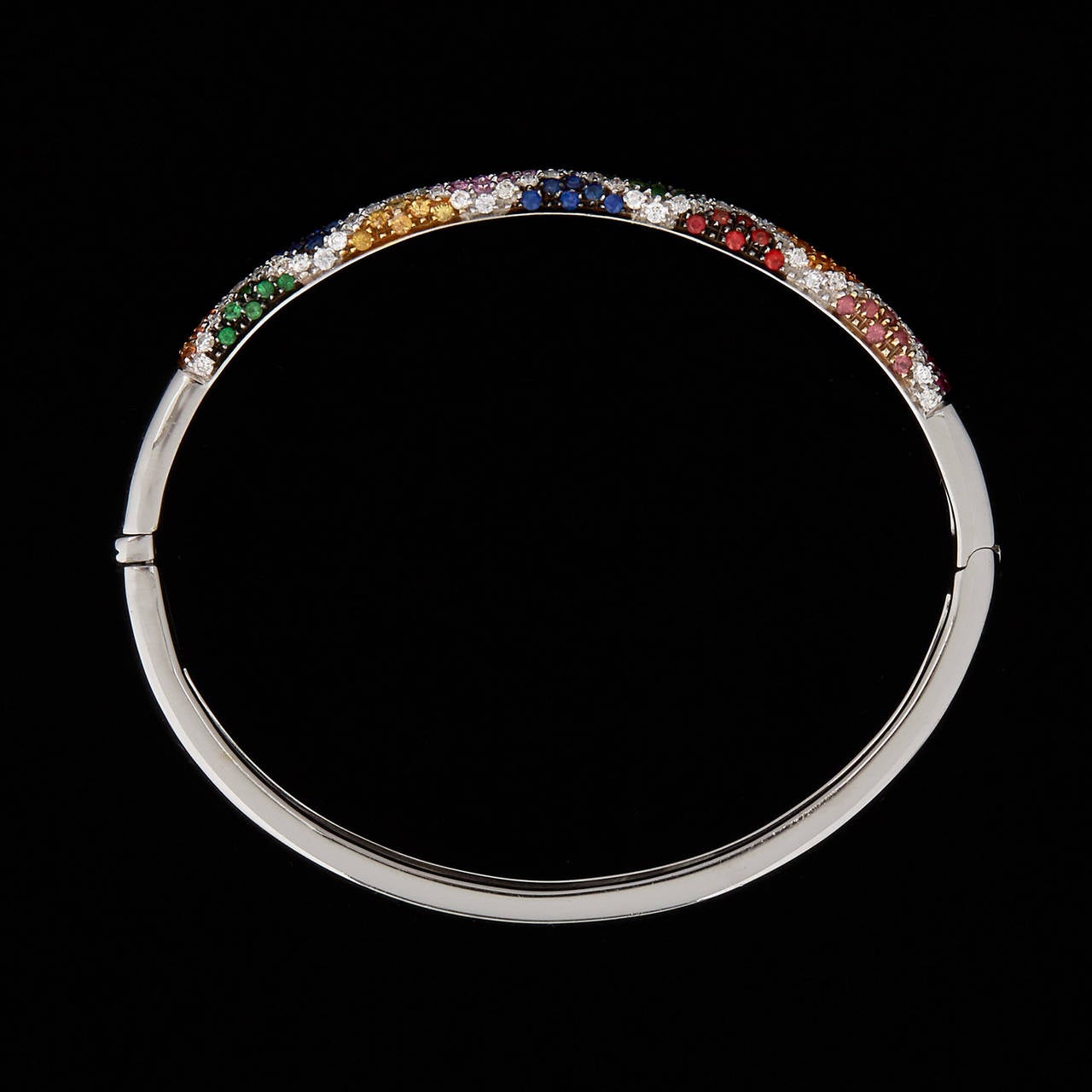 Contemporary Salavetti Harlequin Gemstone Gold Bangle