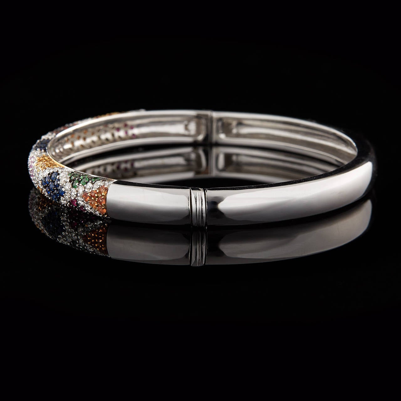 Salavetti Harlequin Gemstone Gold Bangle In New Condition In San Francisco, CA