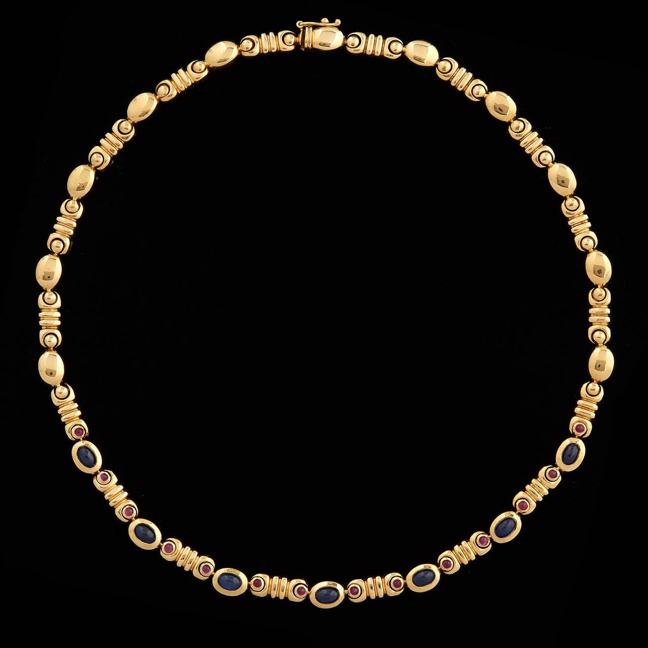 Contemporary Salavetti Cabochon Sapphire Ruby Gold Necklace