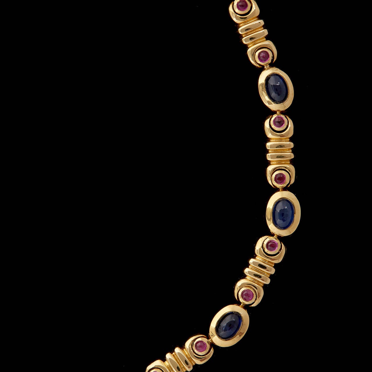 Salavetti Cabochon Sapphire Ruby Gold Necklace 2
