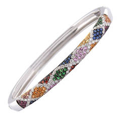 Salavetti Harlequin Gemstone Gold Bangle