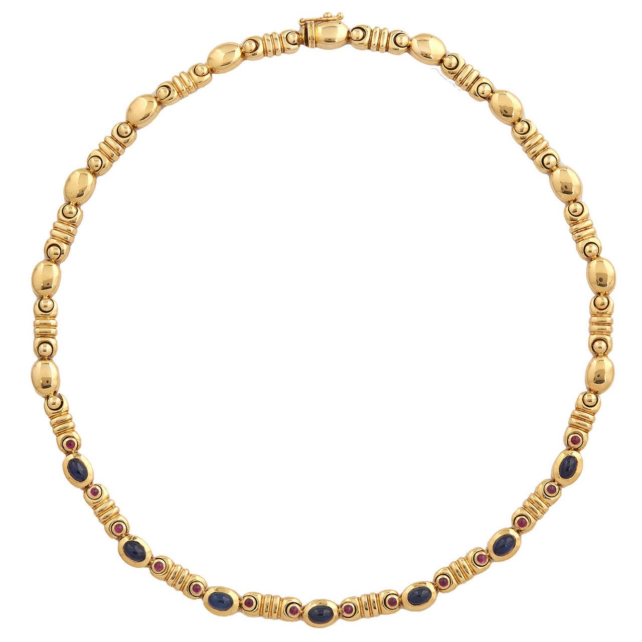 Salavetti Cabochon Sapphire Ruby Gold Necklace