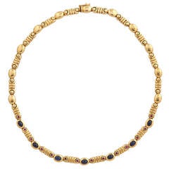 Salavetti Cabochon Sapphire Ruby Gold Necklace 6