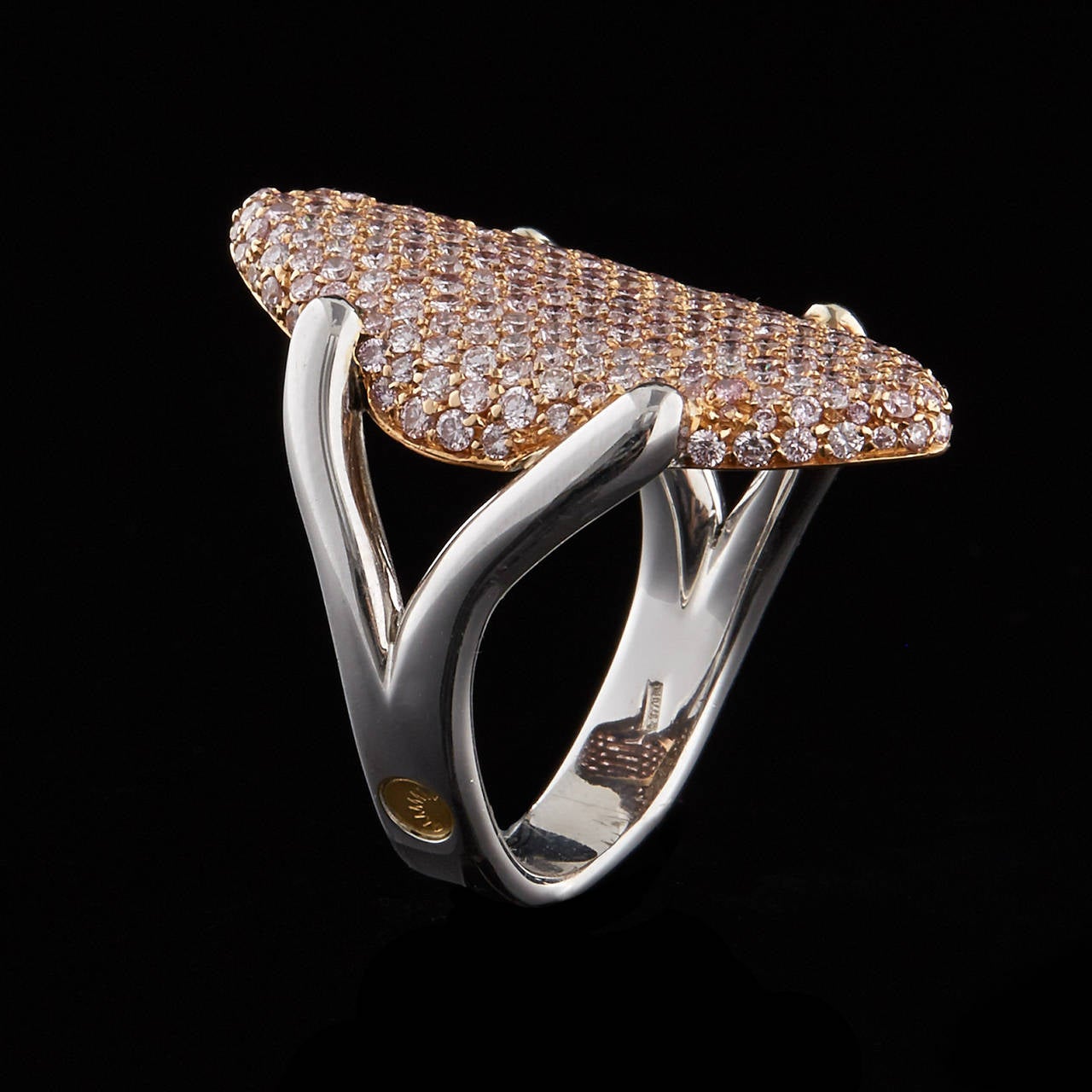 Contemporary Luca Carati Pink Diamond Pave Gold Ring