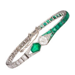 Inverse Diamond and Emerald Deco Bracelet