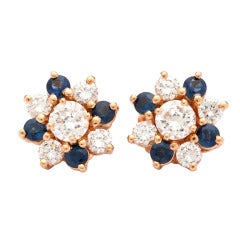 Vintage Diamond Stud Earrings in Removable Sapphire and Diamond Jackets