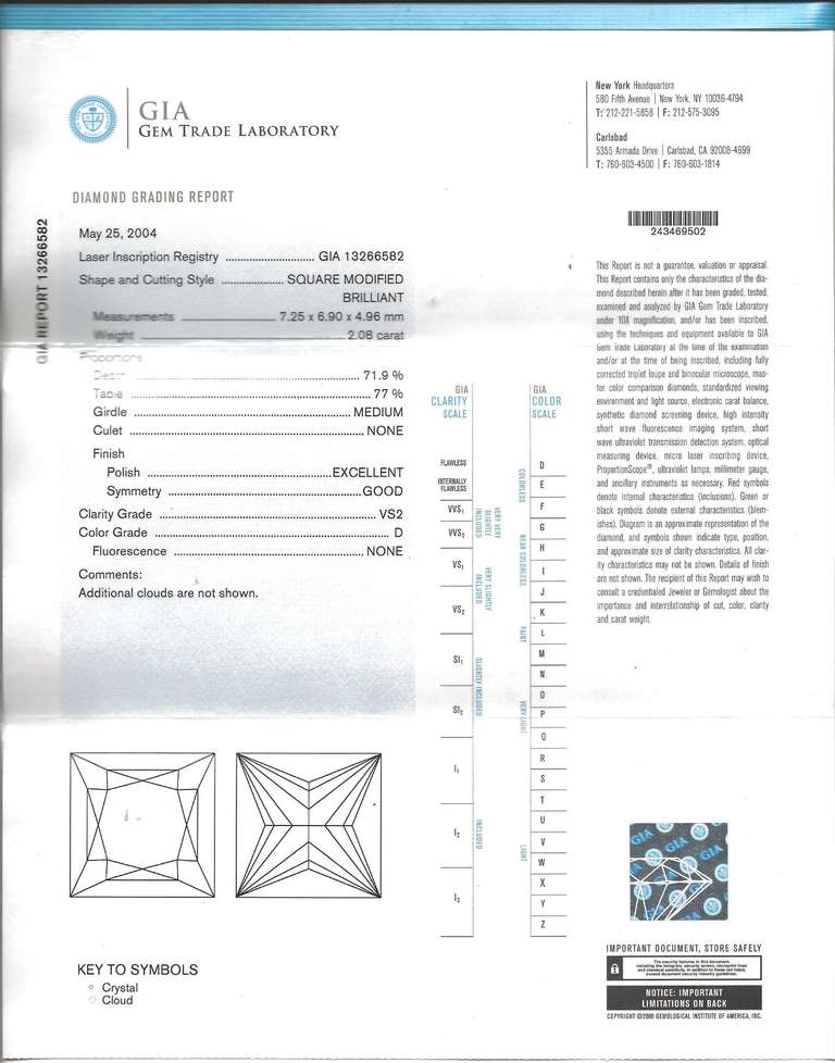 Modified Square Brilliant GIA Certified Diamond Ring 1