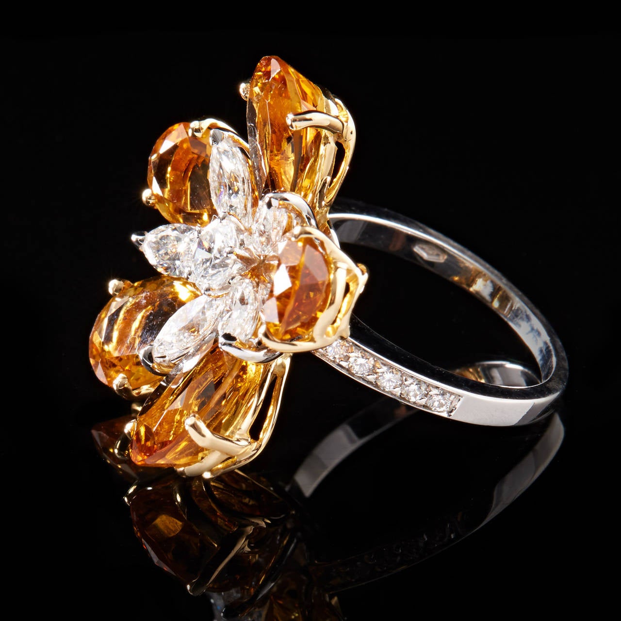 citrine flower ring