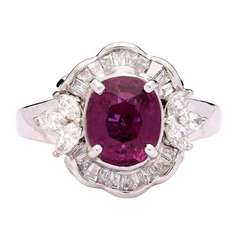 Purplish Red Cushion Cut Ruby Ring 10