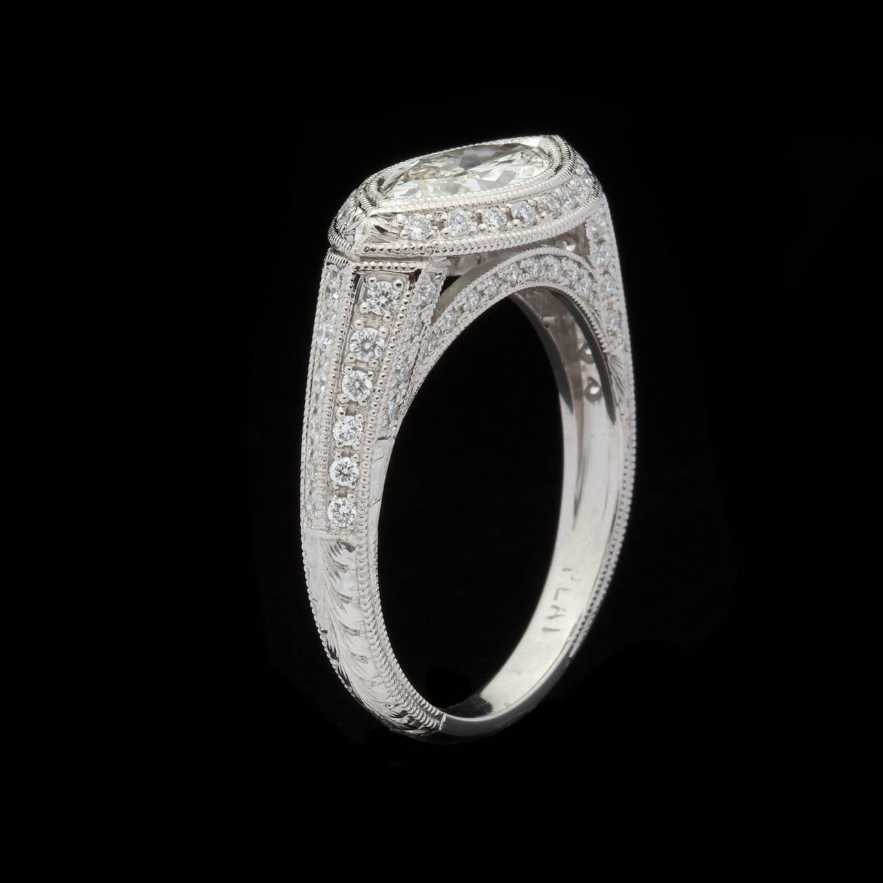 1.20 Carat Custom Marquise Diamond Platinum Ring In Excellent Condition In San Francisco, CA