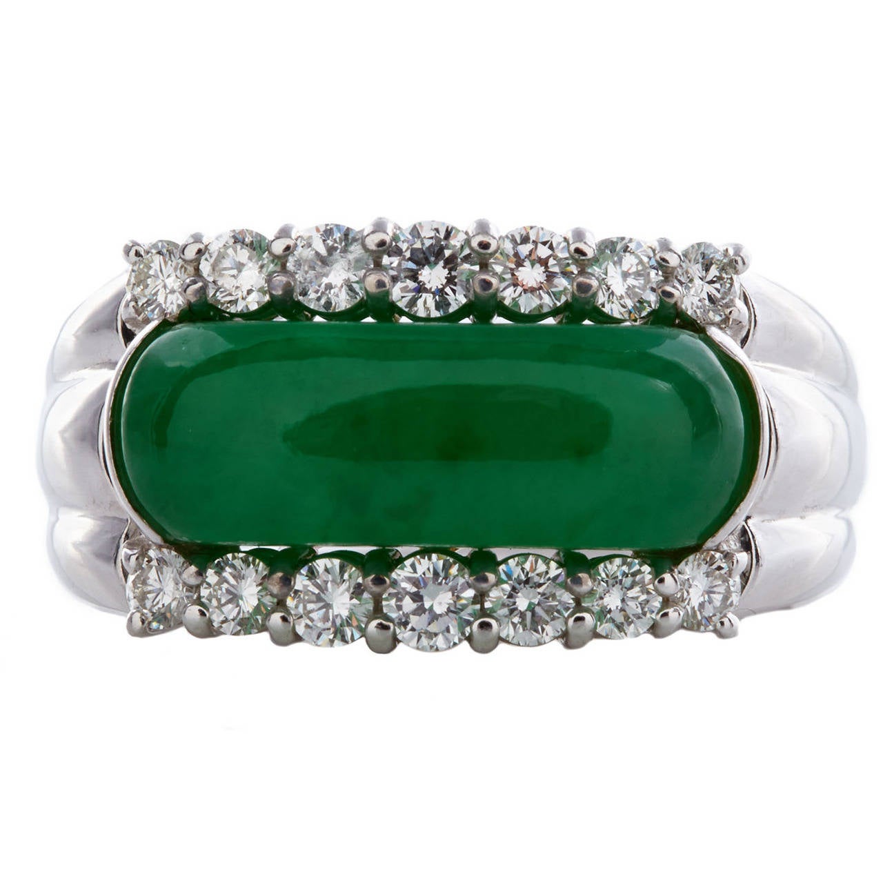 GIA Cert Natural Translucent Jadeite Jade Ring circa 1950s-60s For Sale