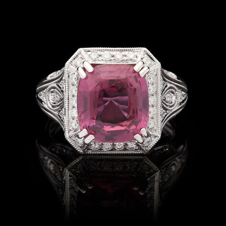 Ring mit 6,07 Karat natürlichem rosa Saphir im Zustand „Hervorragend“ im Angebot in San Francisco, CA
