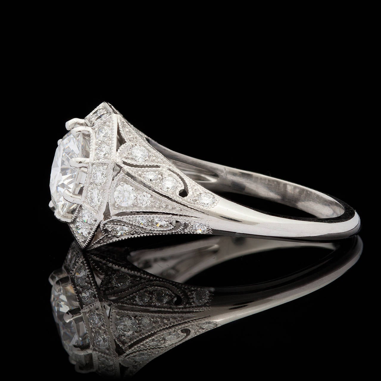 Colorless 1.69 Carat GIA Certified Diamond Platinum Ring In Excellent Condition In San Francisco, CA