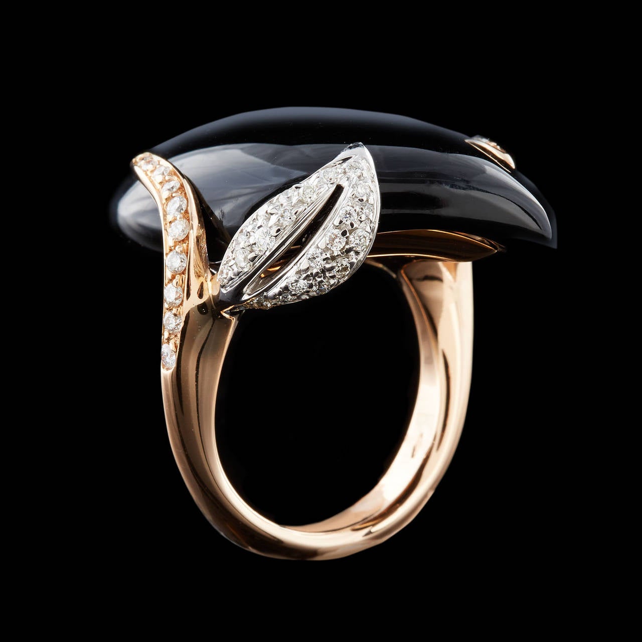 Luca Carati Bold Onyx Rose Gold Ring In Excellent Condition In San Francisco, CA