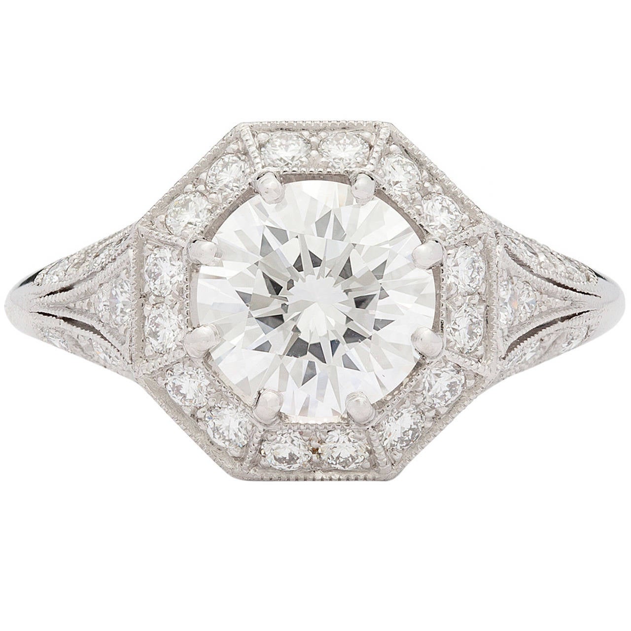 Colorless 1.69 Carat GIA Certified Diamond Platinum Ring