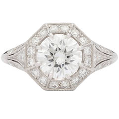 Colorless 1.69 Carat GIA Certified Diamond Platinum Ring 10