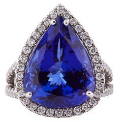 12.67 Carat Natural Vivid Blue Tanzanite Platinum Cocktail Ring 9