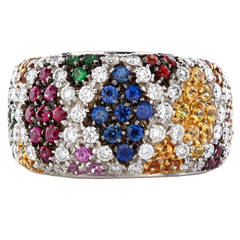 Salavetti - Bague en diamant avec pavé de pierres précieuses multicolores