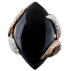 Luca Carati Bold Onyx Rose Gold Ring