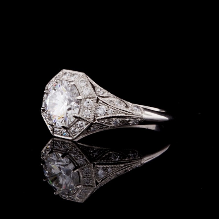 Edwardian 1.51 Carat GIA Certified Diamond Platinum Ring