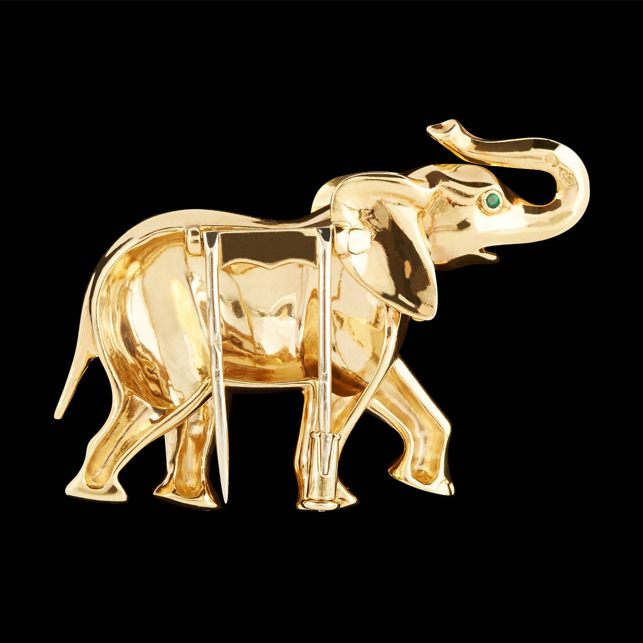  Broche éléphant en or émeraude de Cartier Pour femmes 