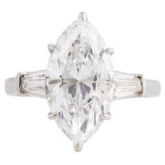 Vintage 5.02 Carat GIA D Flawless Marquise Cut Diamond Platinum Engagement Ring