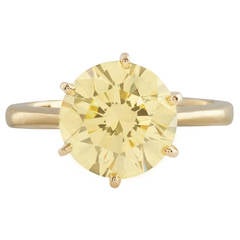 GIA Cert 4.01 Carat Fancy Yellow Diamond Solitaire Engagement Ring
