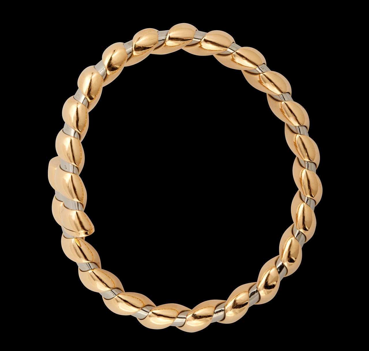 Women's Bulgari Two-Color Gold Twist Design Bangle Bracelet