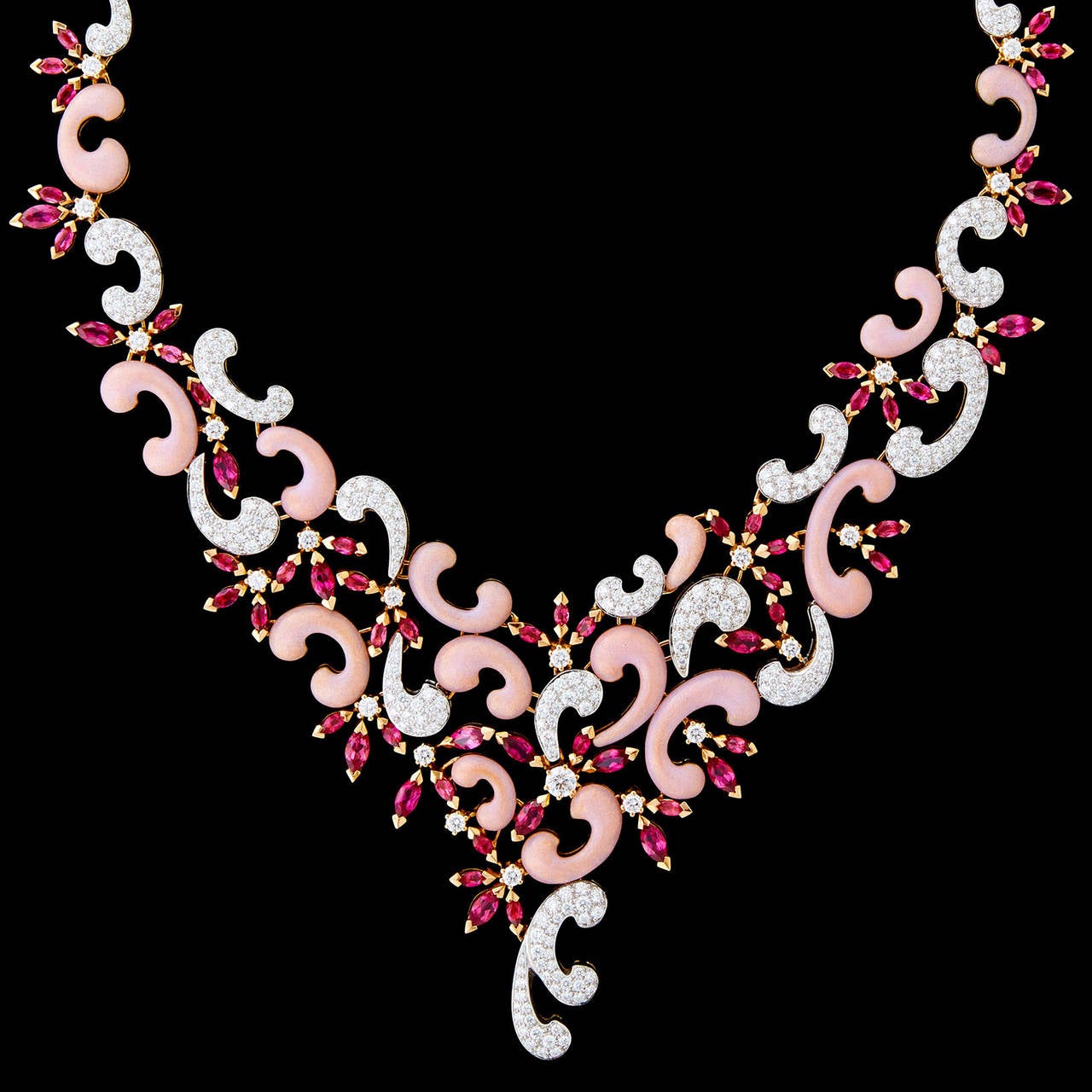 Modern House of Fabergé Exquisite Guilloché Tourmaline Pave Diamond Necklace 1
