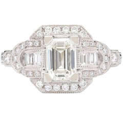 Traditional Style Emerald Cut Diamond Ring