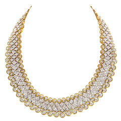 Vintage Convertible Diamond Gold Lace Collar Necklace