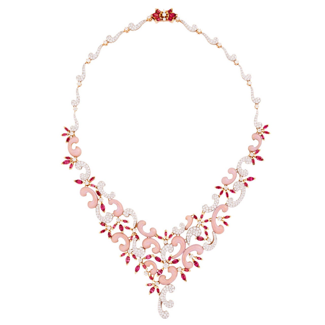 Modern House of Fabergé Exquisite Guilloché Tourmaline Pave Diamond Necklace