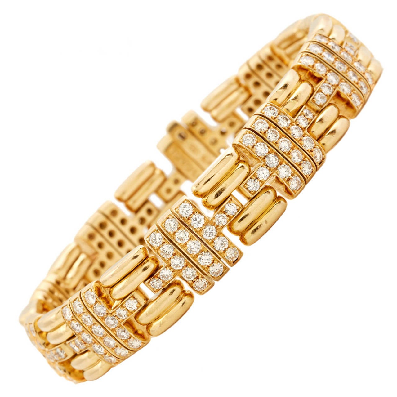 Bulgari Diamond Gold Link Bracelet