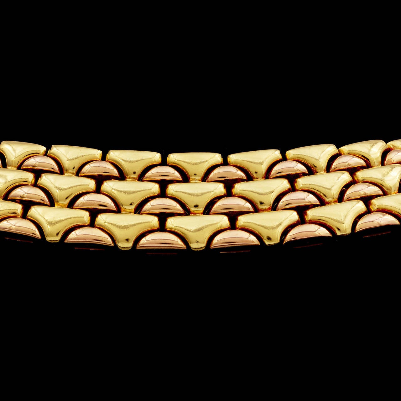 Bulgari Two Color Gold Link Choker Necklace In Excellent Condition In San Francisco, CA