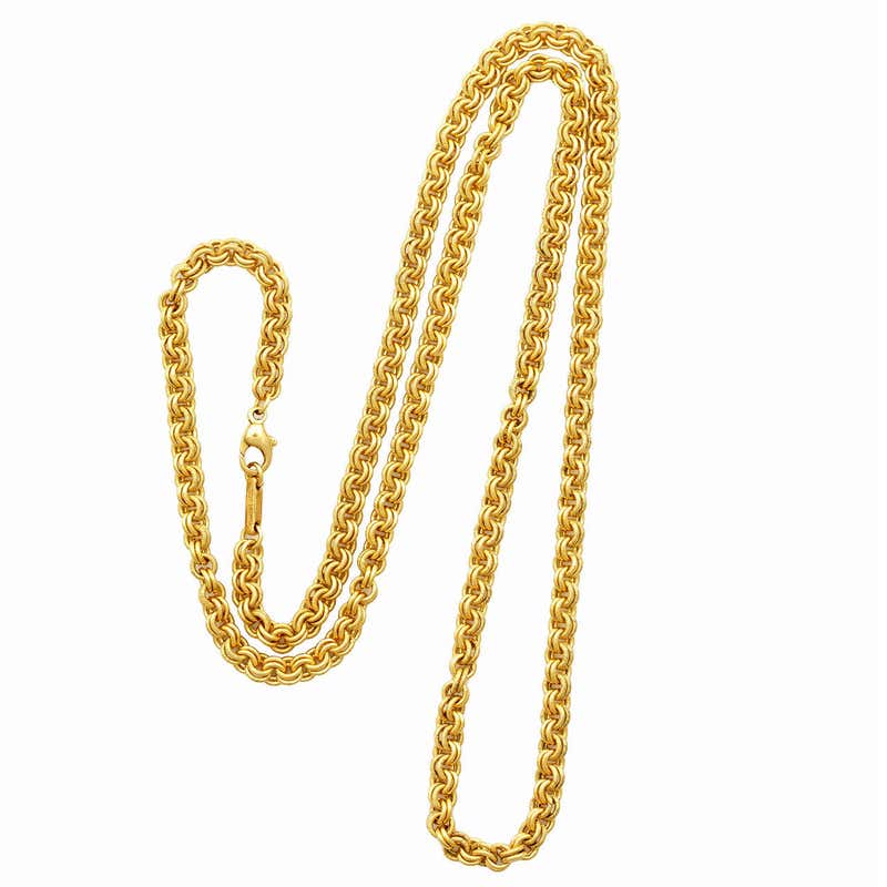 Tiffany and Co. 30 Inch Gold Rolo Link Necklace at 1stDibs | tiffany ...