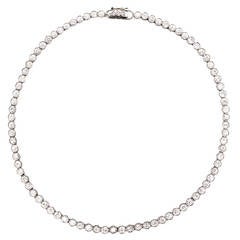 Old Mine Cut Diamond Platinum Line Necklace