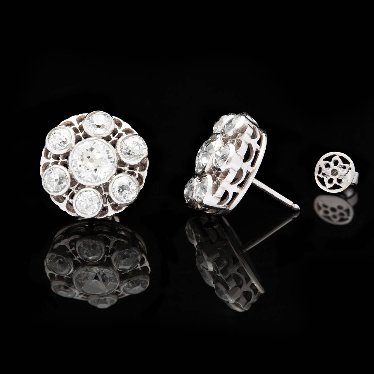 Victorian Old European Cut Diamond Earrings In Excellent Condition In San Francisco, CA