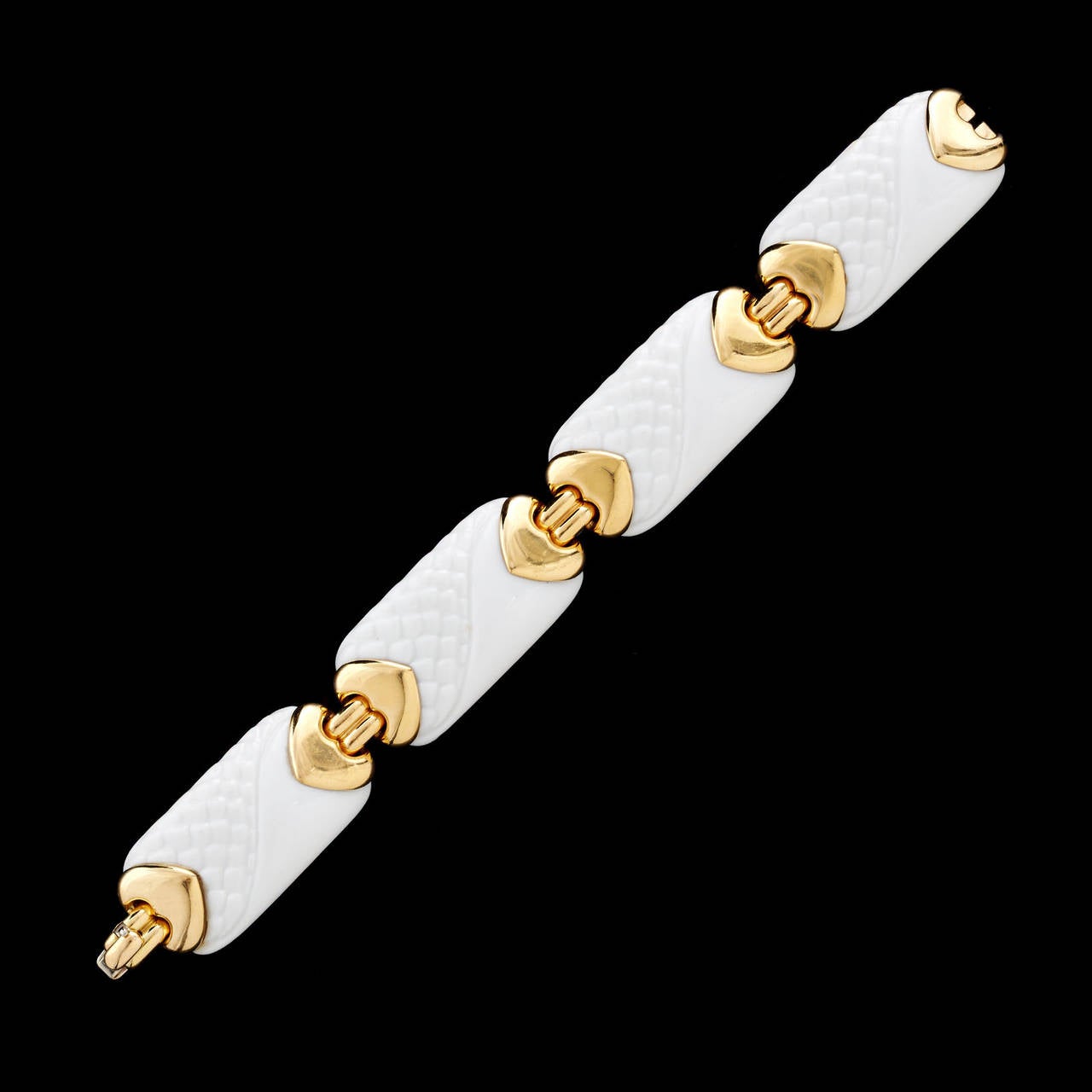 Women's Bulgari Porcelain Gold Chandra Collection Link Bracelet