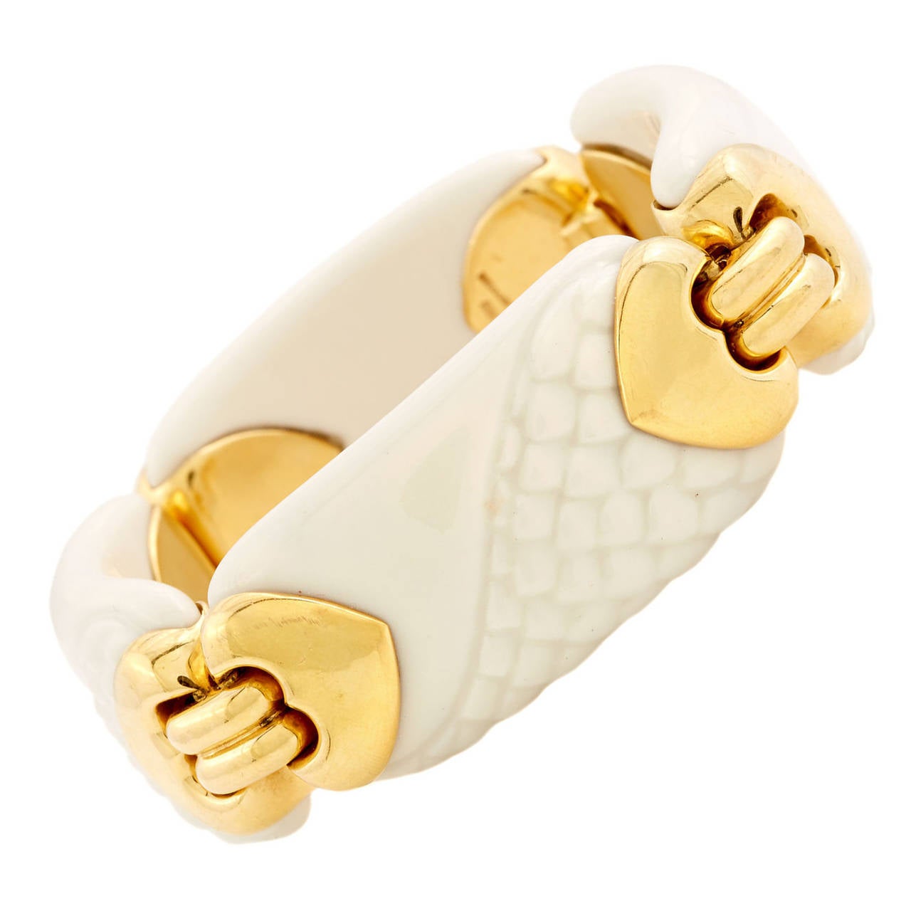 Bulgari Porcelain Gold Chandra Collection Link Bracelet