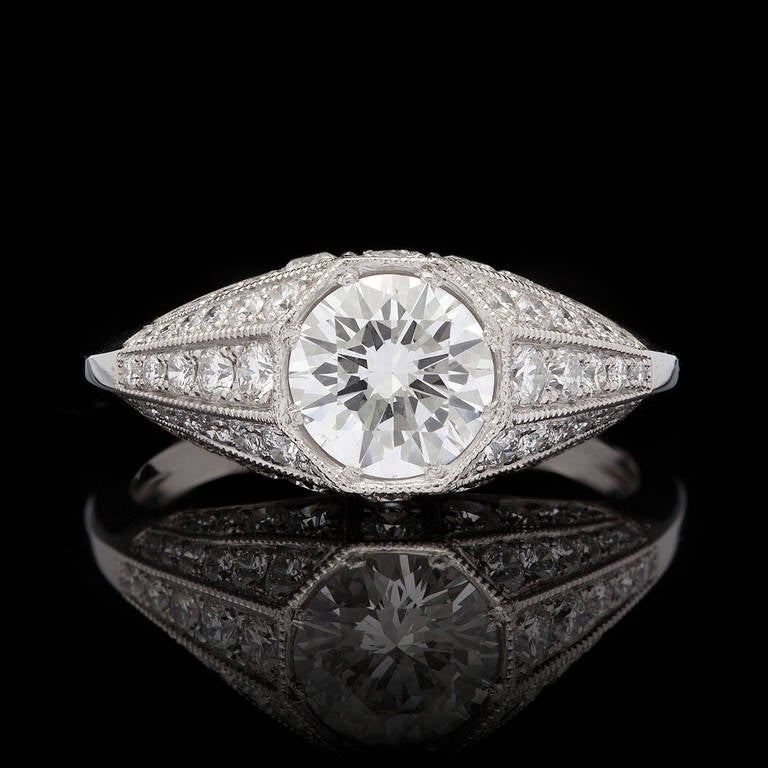 Edwardian 1.04 GIA Cert Diamond Platinum Ring