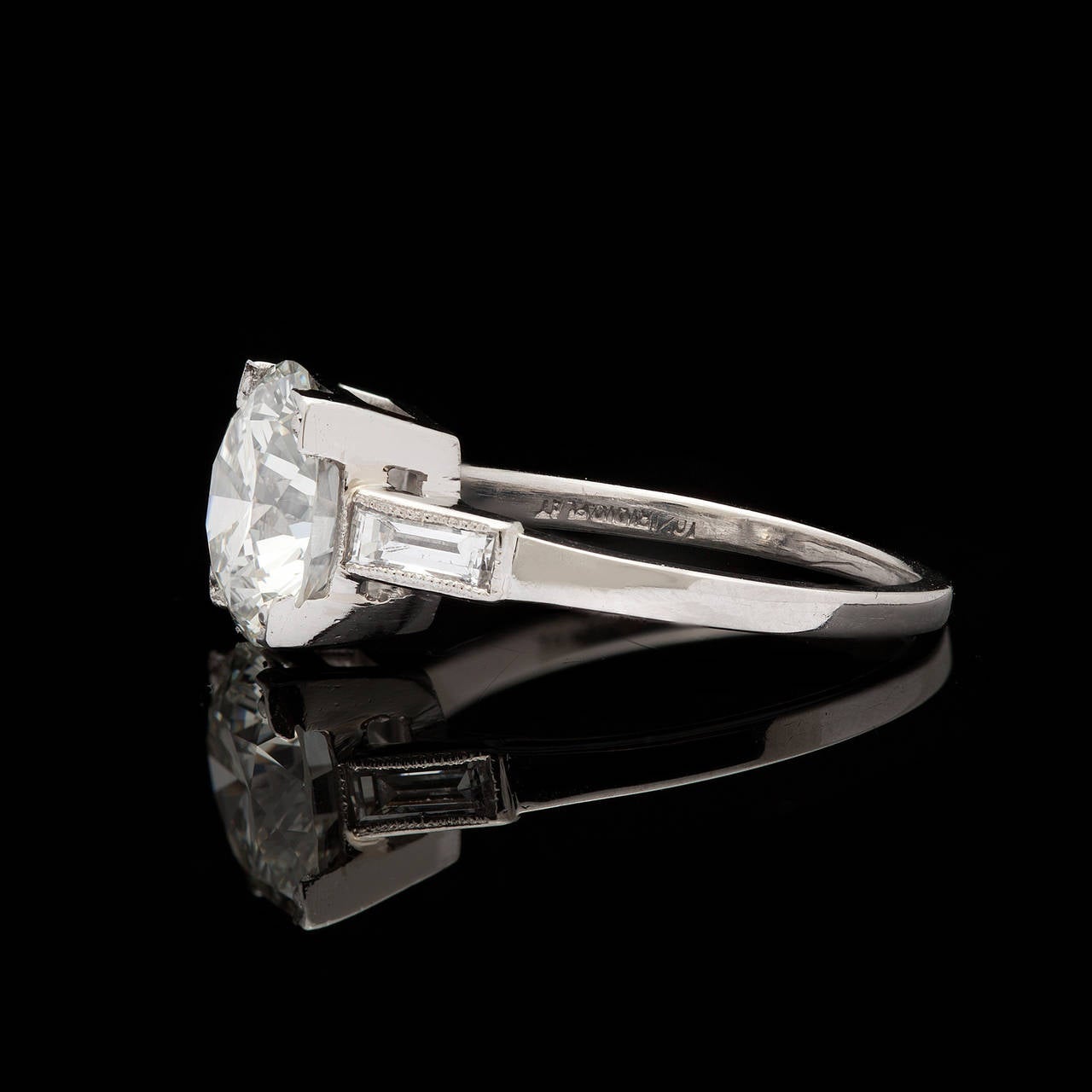 1960s 2.27 Carat GIA Cert Diamond Platinum Engagement Ring In Excellent Condition In San Francisco, CA