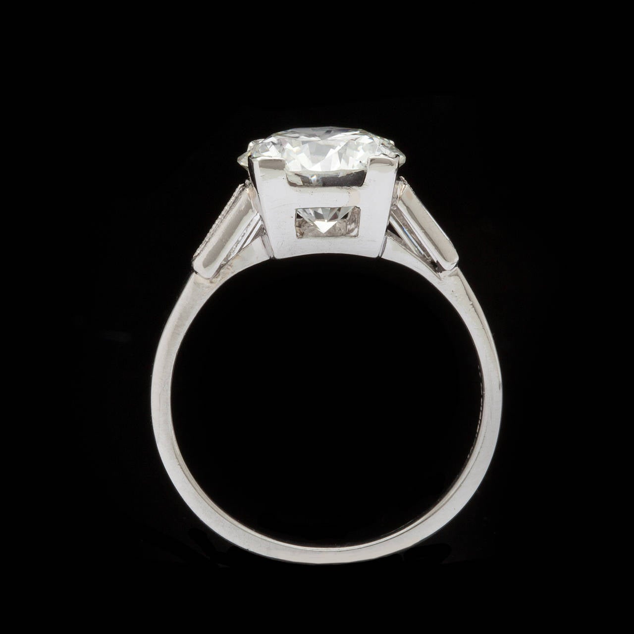 Women's 1960s 2.27 Carat GIA Cert Diamond Platinum Engagement Ring