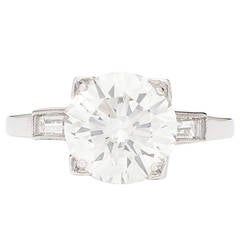 1960s 2.27 Carat GIA Cert Diamond Platinum Engagement Ring
