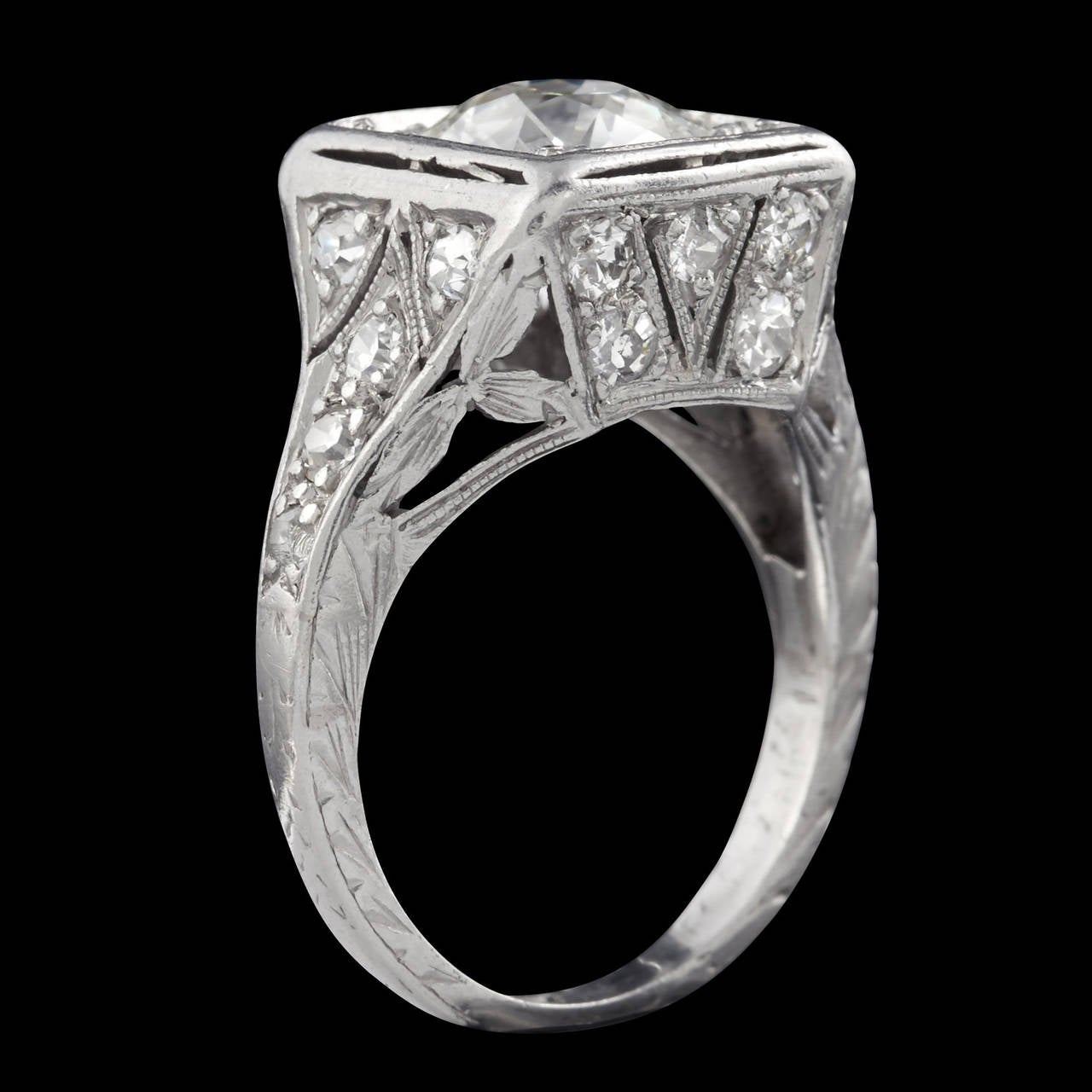 Women's Old European Cut 1.85 Carat Diamond Platinum Ring