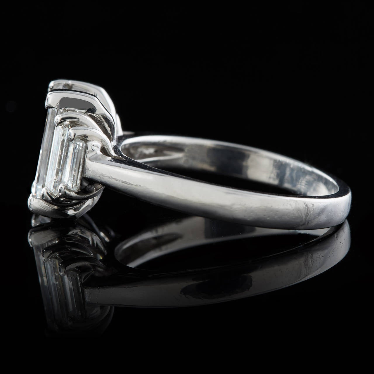 2.02 Carat GIA Cert Emerald Cut Diamond Platinum Engagement Ring In Excellent Condition In San Francisco, CA