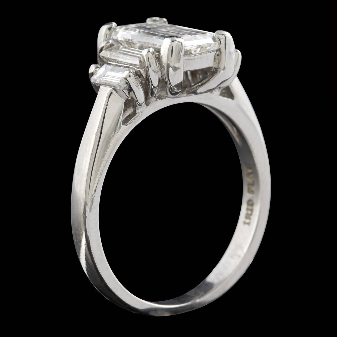 Women's 2.02 Carat GIA Cert Emerald Cut Diamond Platinum Engagement Ring