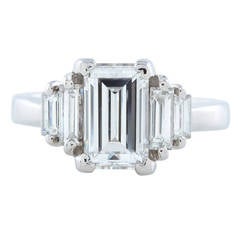 2.02 Carat GIA Cert Emerald Cut Diamond Platinum Engagement Ring